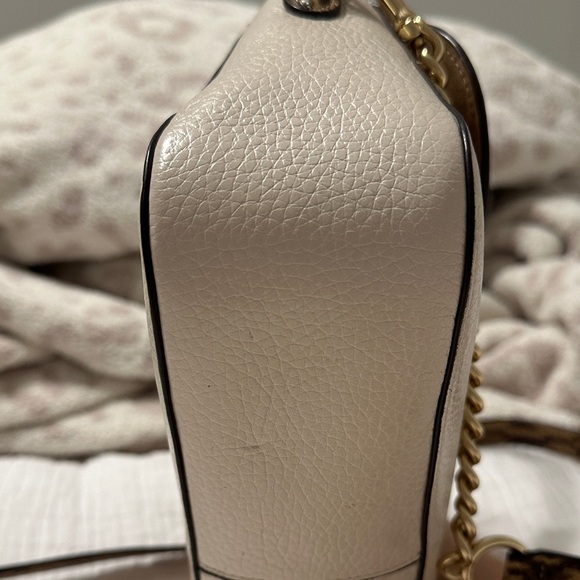 Coach C1560 Marlie Top Handle Satchel Purse Pebbled Chal Cream Leather Snakeskin - Picture 9 of 15